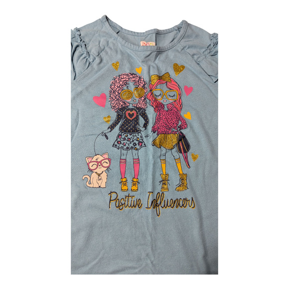 365 Kids-Girls Long Sleeve Shirt-Cool Graphic-Positive-Size 6-Well Cared For - Picture 2 of 5